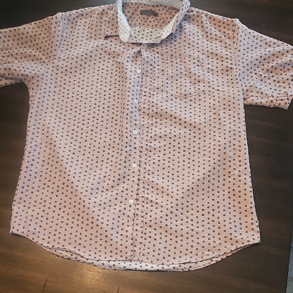 Pink and Black Casual Button Down Shirt with Geometric Print